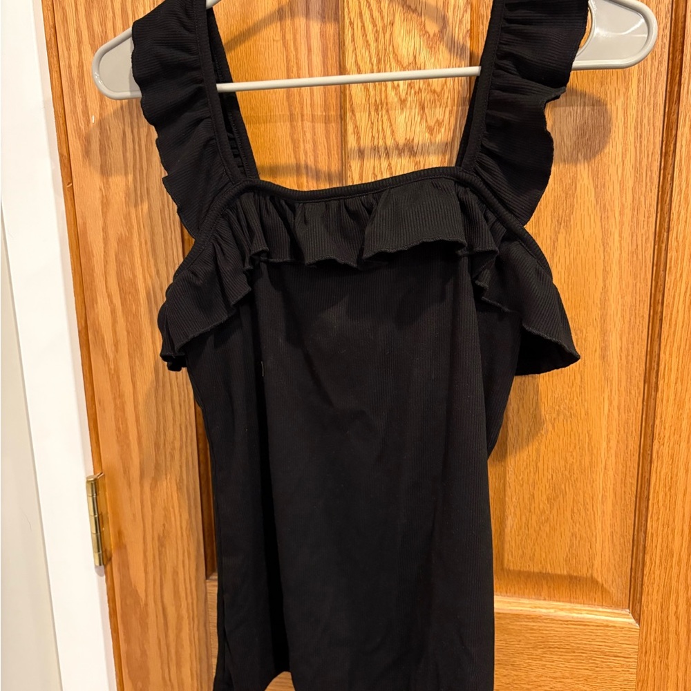 Amazon Black Ruffled Tank Top